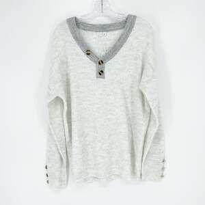 Boutique Light Gray Henley Sweater Size XL